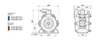 Мембранный насос Comet BP281 (20 бар, 248 л/мин, ВОМ 1"3/8)