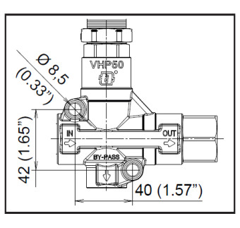Регулятор давления Mecline VHP50 (360бар, 100л/мин, 1/2&quot;г-1/2&quot;г, By-pass 1/2&quot;г, лат)