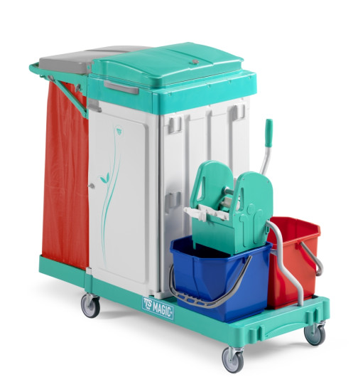 Тележка TTS Magic Line 450S (2х15л, 2 закр. выдвиж. ящика, отжим TEC, держ. мешка 120л)