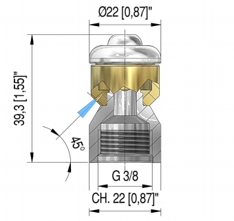 Форсунка каналопромывочная PA STR-3/8 (060, 3/8"г, бой 3R, вращ)
