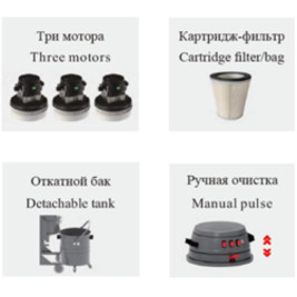 Пылесос промышленный VOSTOK IVS PDW-L H (100л, 3 турбины)