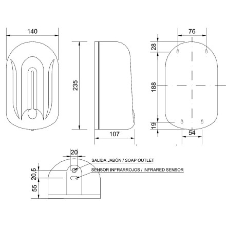 Диспенсер для жидкого мыла Nofer (1100мл, пласт, белый)
