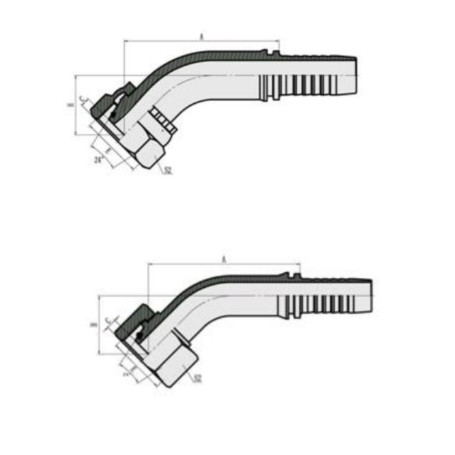 Фитинг высокого давления DKO-L (DN06, М12х1.5г, 45гр, оцинк) Robin