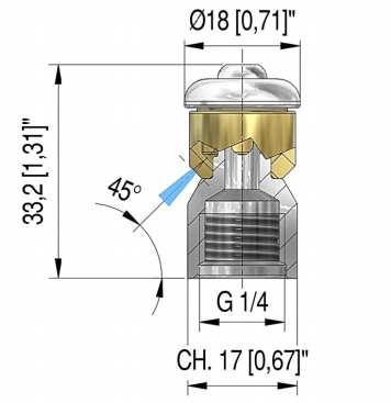 Форсунка каналопромывочная PA STR-1/4 (050, 1/4&quot;г, бой 3R, вращ)