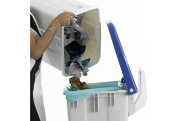 Контейнер мусорный TTS Derby (90л, синяя крышка, серый)