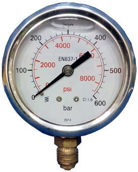 Манометр (600бар, 1/4"внеш, вход снизу, D63мм, нерж) R+M