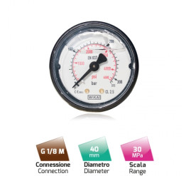 Манометр (300бар, 1/8"внеш, вход сзади, пласт) MTM