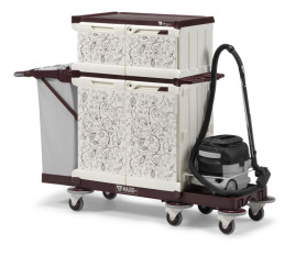 Тележка TTS MagicArt 262-X Safety Plus (подставка пылесоса, закрытая, рис. KAPOK, держ. мешка)