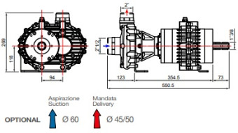 Насос центробежный Comet C610H-PTO (11.8 бар, 655 л/мин, с мультиплекатором)
