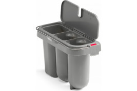 Ведро TTS для чистки туалета (3 секции, с крышкой, серый)