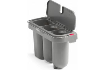Ведро TTS для чистки туалета (3 секции, с крышкой, серый)