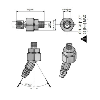 Форсункодержатель поворотный (1/4ш_NPT-1/4г_NPT, нерж) PA