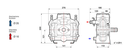 Мембранный насос Comet BP40 (15 бар, 43.3 л/мин, ВОМ 1&quot;3/8)
