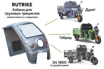 Кабина для грузового трицикла Rutrike (серый)