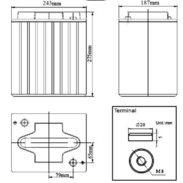 Тяговый аккумулятор ESB HTL6-225 (225Ач, 6В, Gel)