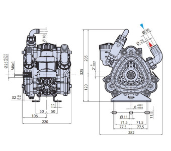 Мембранный насос AR 75 bp SP (70л/мин, 550 об/мин, 15бар)