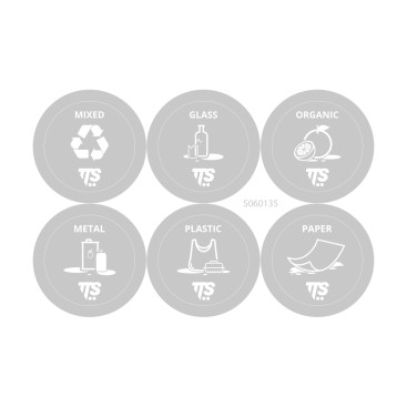 Набор наклеек TTS для раздельного сбора мусора (для конт. Lindy, Moji, 6 шт)