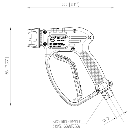 Пистолет PA RL82 (1/2&quot;г.вращ-Байонет к.н., 125бар, 80л/мин)