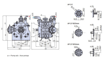 Мембранный насос AR 160 BP C/F (BlueFlex, 20бар, 166.2л/мин, ВОМ 1&quot;⅜-полый вал 25мм)