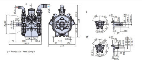 Мембранный насос AR 45 LFP C (20 бар, 43,3 л/мин, ВОМ 1&quot;⅜) 