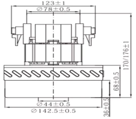 Вакуумный мотор V4Z-A30-D (1200Вт, 220В, D-143мм, H-177мм, h-69мм, медь) RC