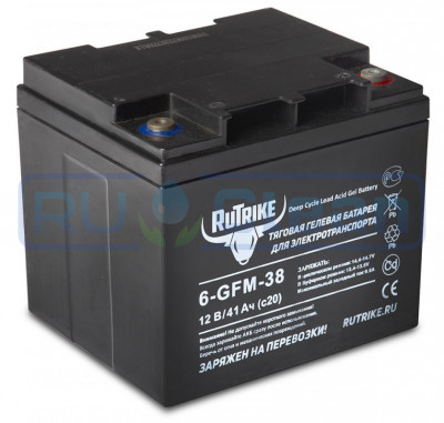 Тяговый аккумулятор RuTrike 6-GFM-38 (12V, 41A/h, AGM)