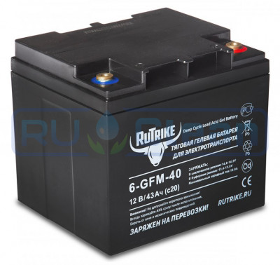 Тяговый аккумулятор RuTrike 6-GFM-40 (12V, 43A/h, AGM)